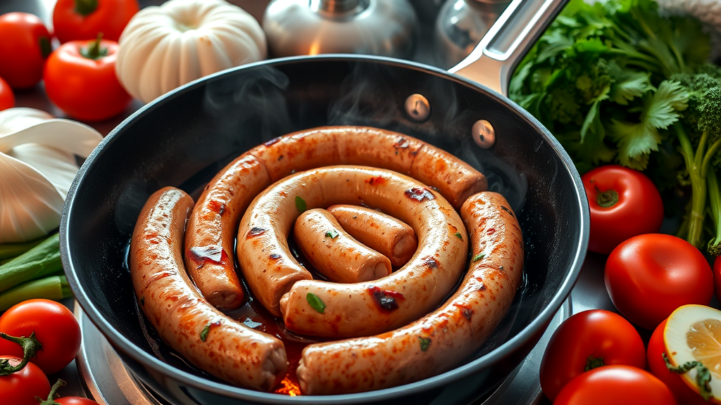 Kielbasa in a frying pan