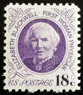 1974 U.S. postage stamp honoring Elizabeth Blackwell, the first female physician in the United States.