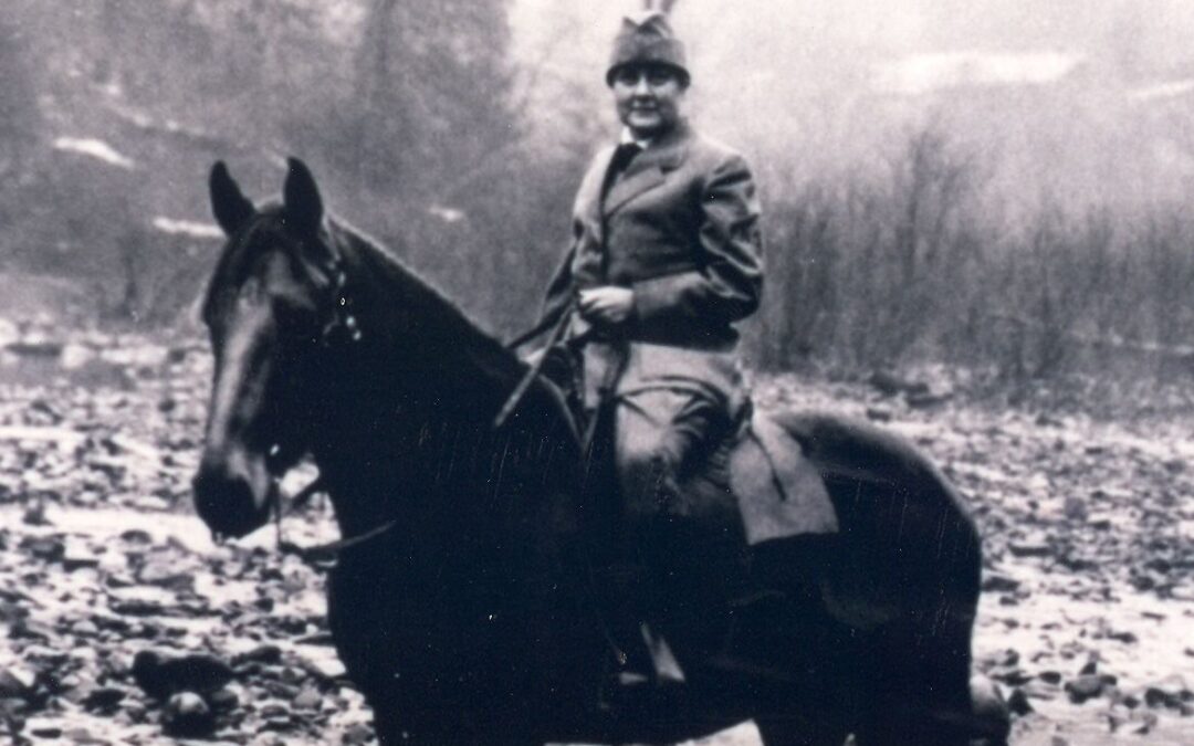 Mary Breckinridge on horseback in rural Kentucky, pioneering healthcare for remote communities.