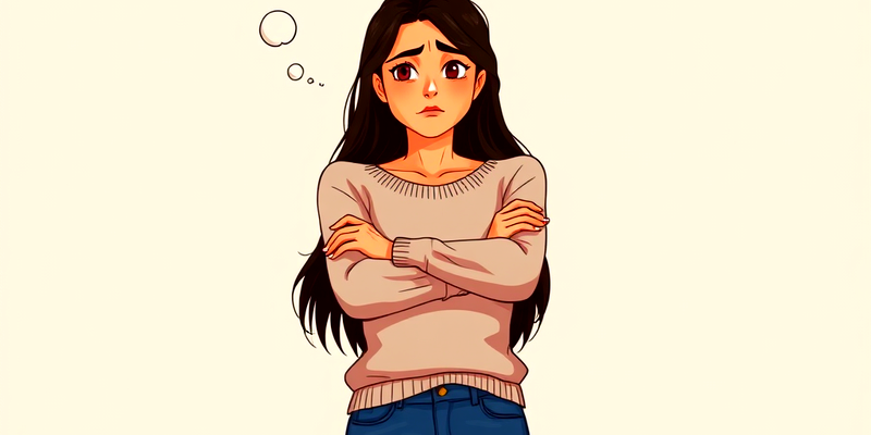 Young Hispanic woman with long dark hair, arms crossed, looking frustrated and uncertain, symbolizing the struggle of questioning whether birth control is affecting libido.